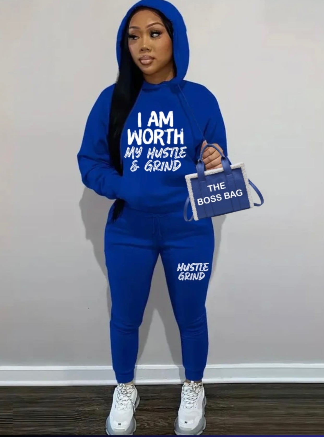 I Am Worth my Hustle & Grind Jogging Hooded Set I Am Worth my Hustle & Grind Jogging Hooded Set