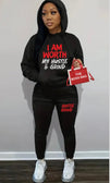 I Am Worth my Hustle & Grind Jogging Hooded Set I Am Worth my Hustle & Grind Jogging Hooded Set