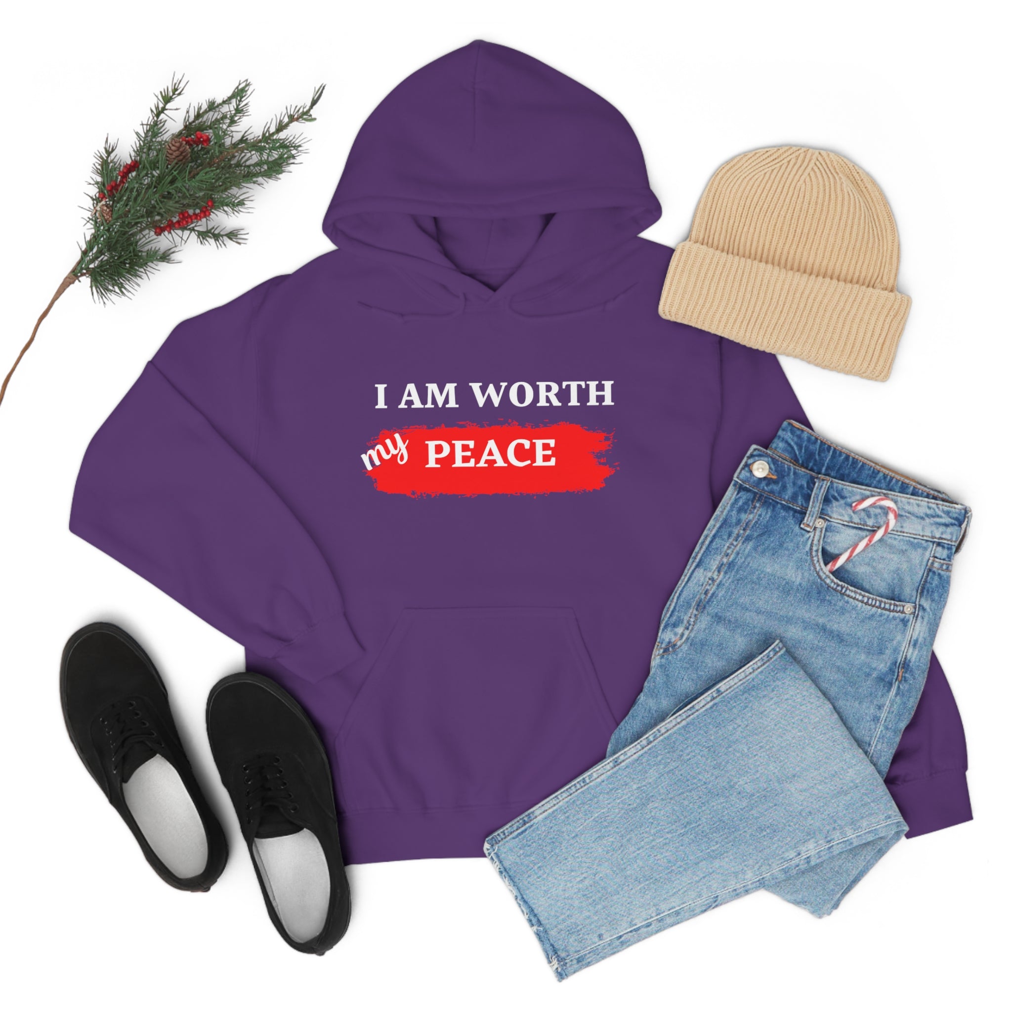 I AM Worth My Peace Hooded Sweatshirt I AM Worth My Peace Hooded Sweatshirt