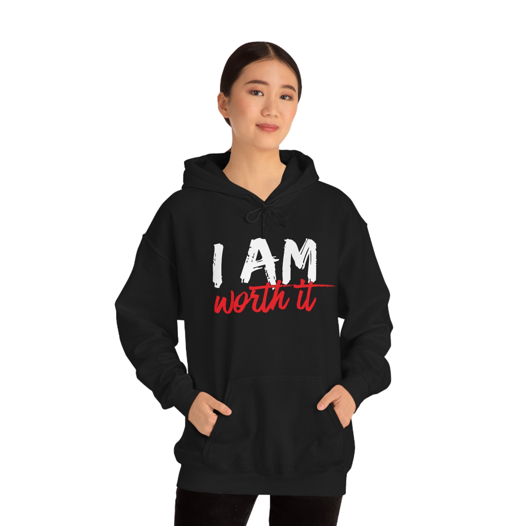I AM Worth It Hooded Sweatshirt (Black) I AM Worth It Hooded Sweatshirt (Black)