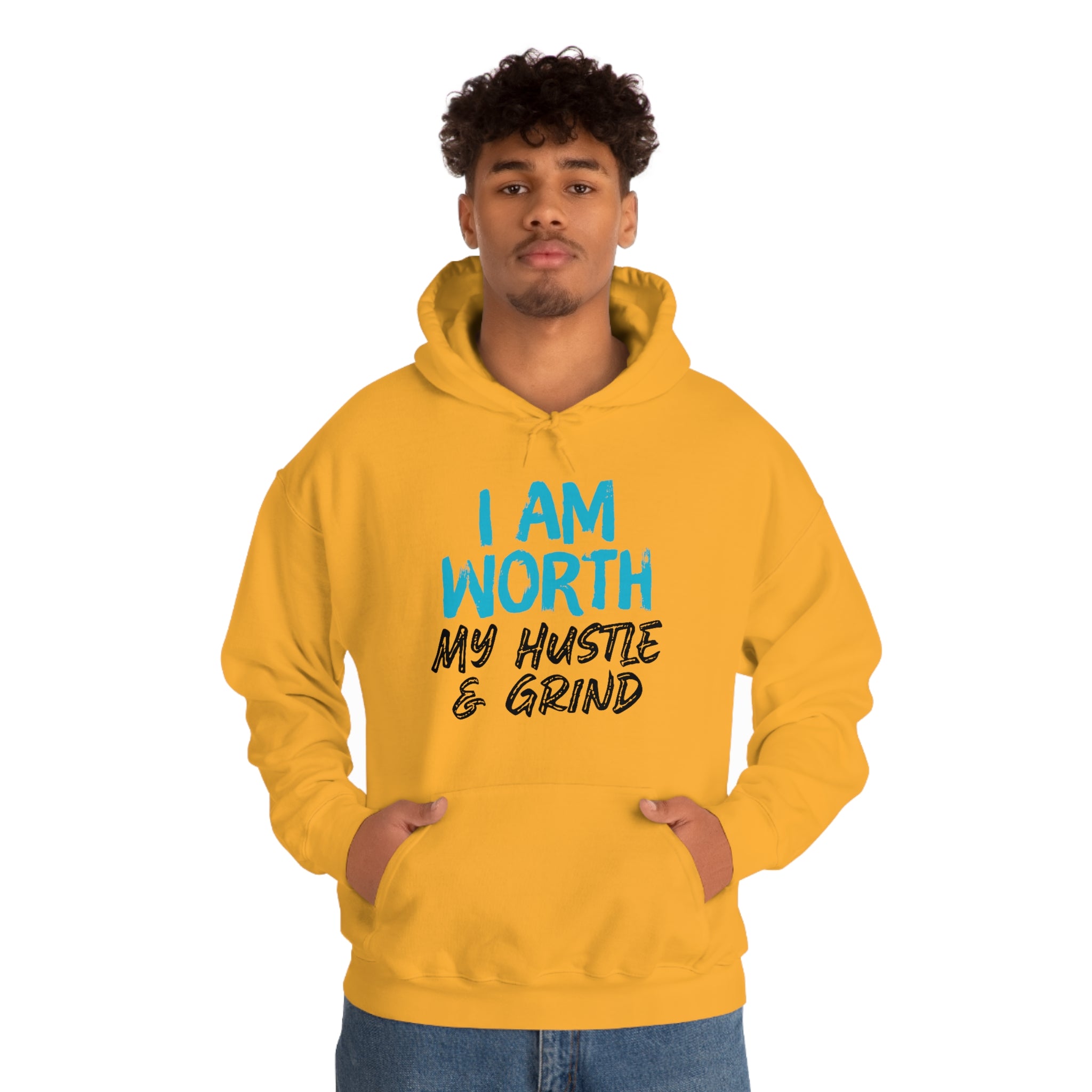 I Am Worth My Hustle & Grind - Unisex Hooded Sweatshirt (White) I Am Worth My Hustle & Grind - Unisex Hooded Sweatshirt (White)