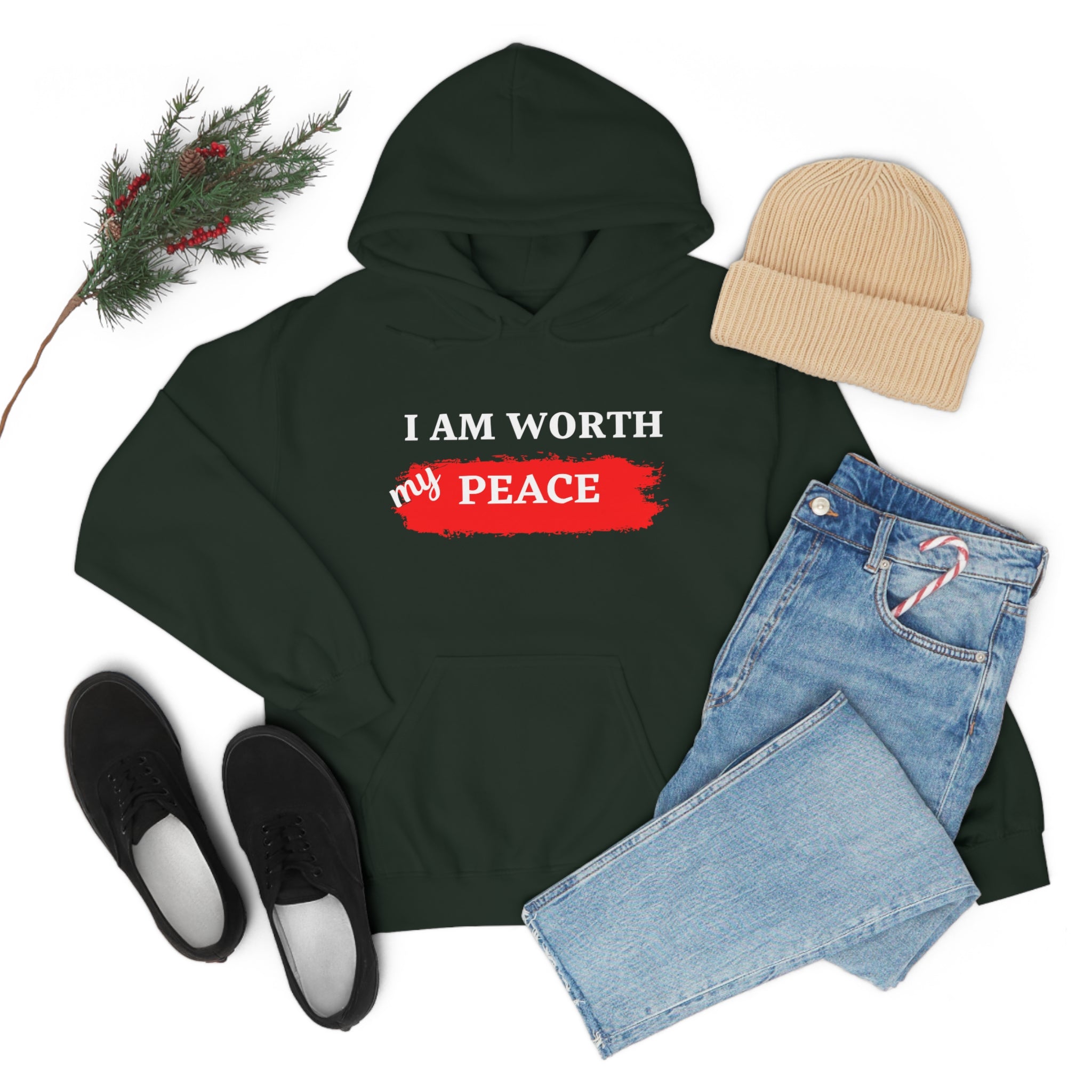 I AM Worth My Peace Hooded Sweatshirt I AM Worth My Peace Hooded Sweatshirt