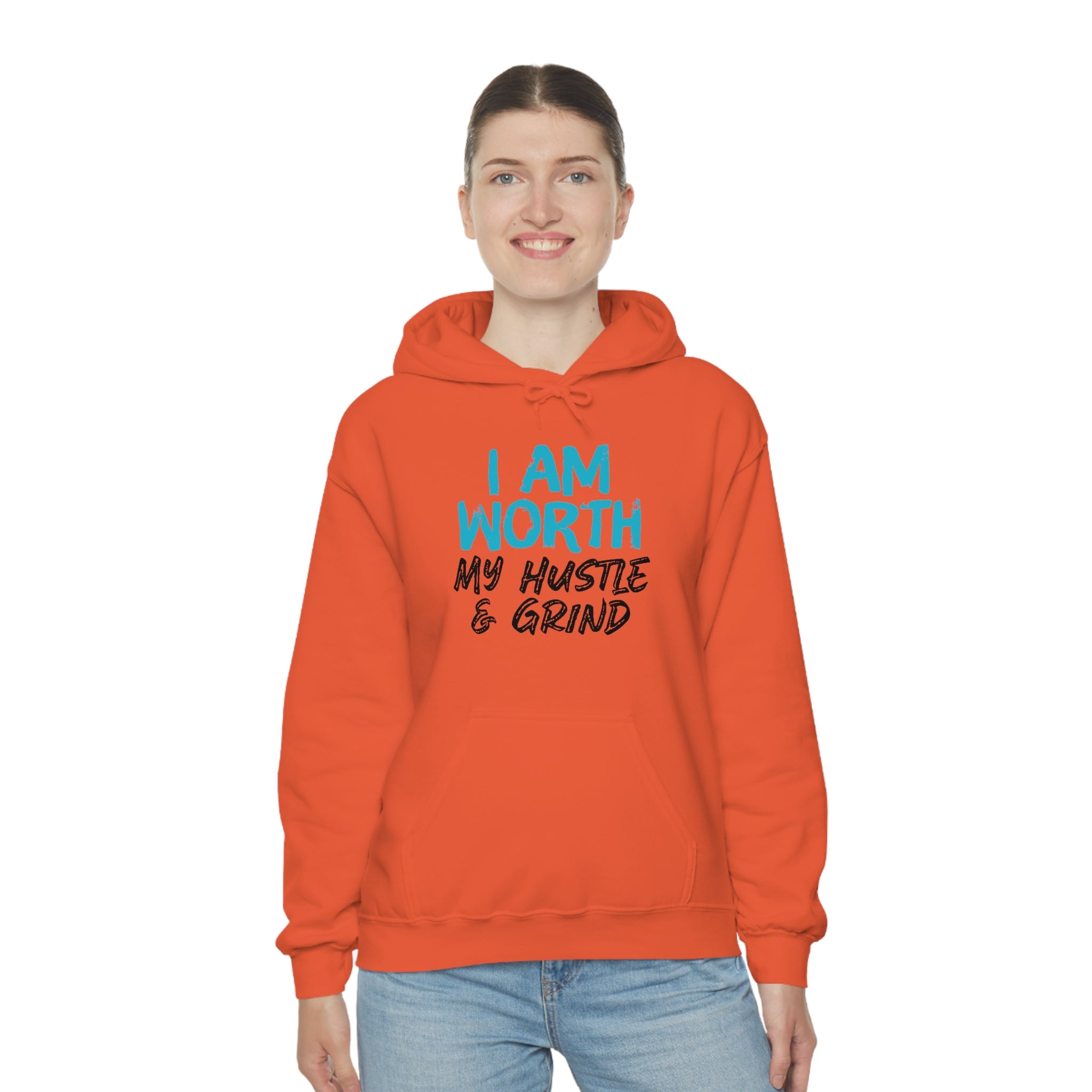 I Am Worth My Hustle & Grind - Unisex Hooded Sweatshirt (White) I Am Worth My Hustle & Grind - Unisex Hooded Sweatshirt (White)