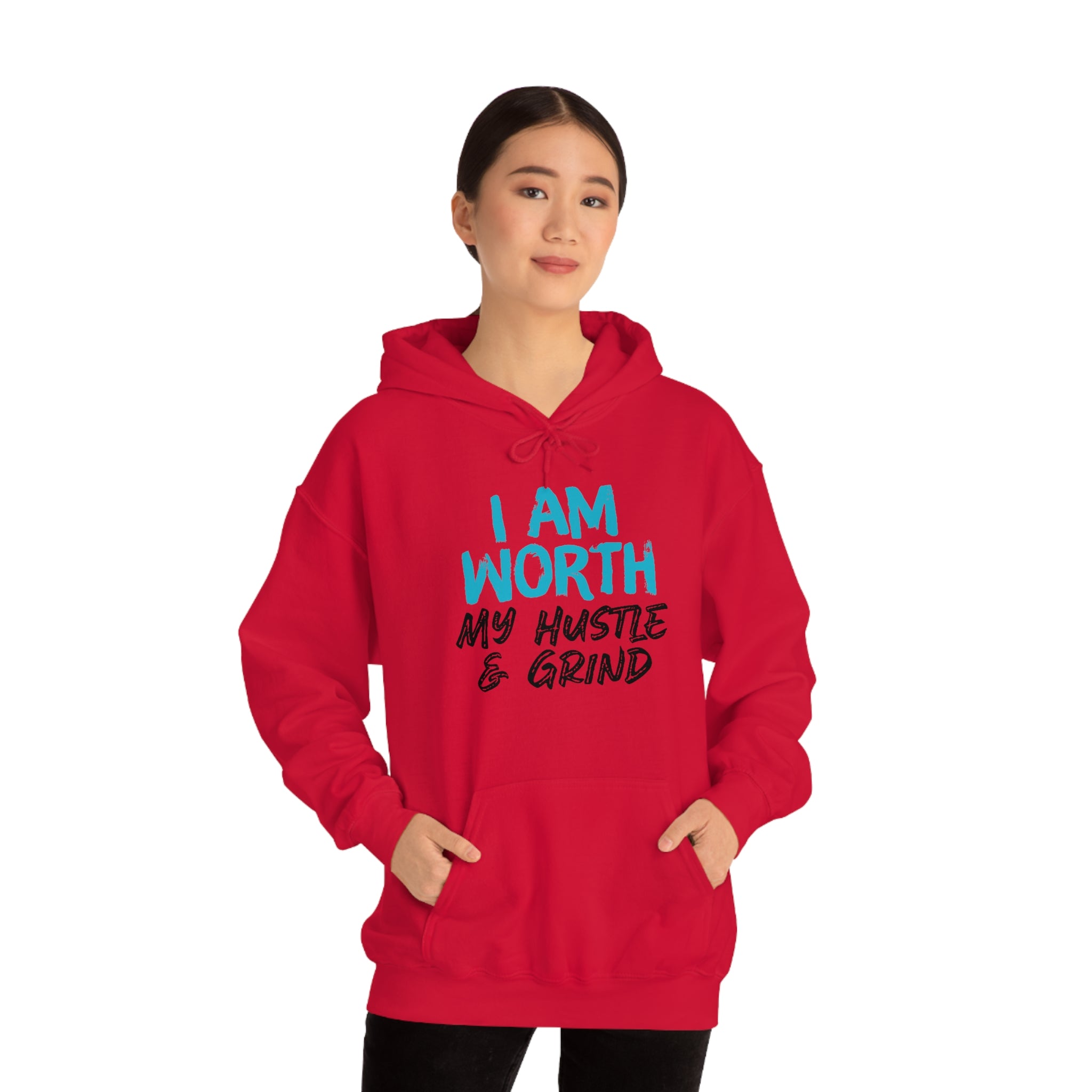 I Am Worth My Hustle & Grind - Unisex Hooded Sweatshirt (White) I Am Worth My Hustle & Grind - Unisex Hooded Sweatshirt (White)