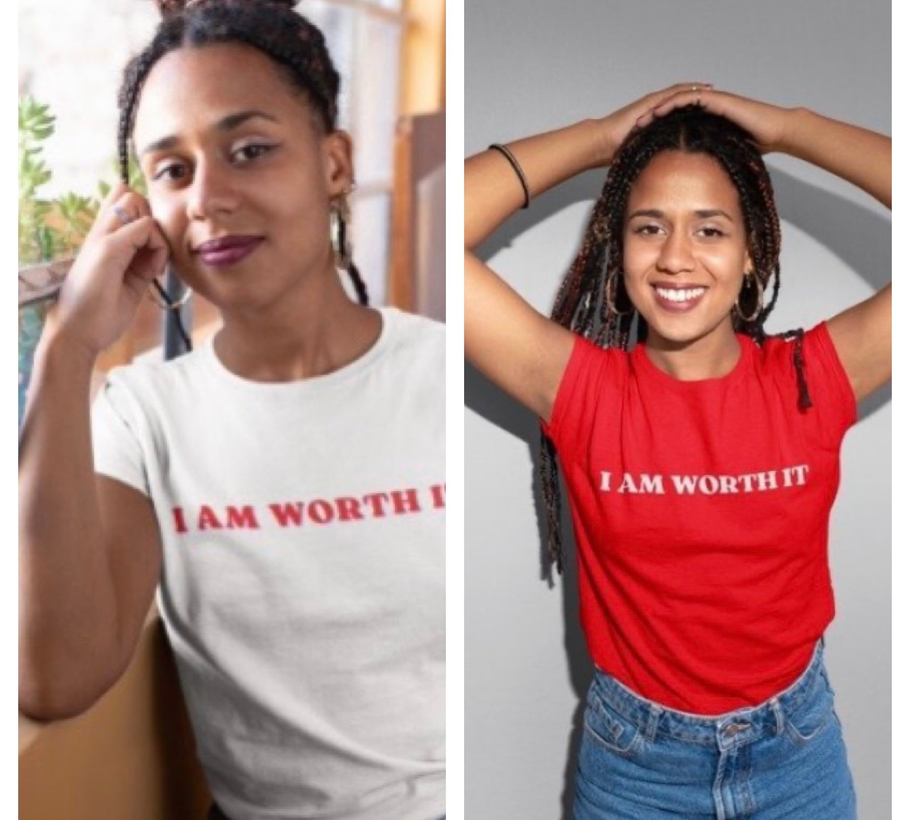 Red & White (Combo) I AM Worth It Shirts Red & White (Combo) I AM Worth It Shirts