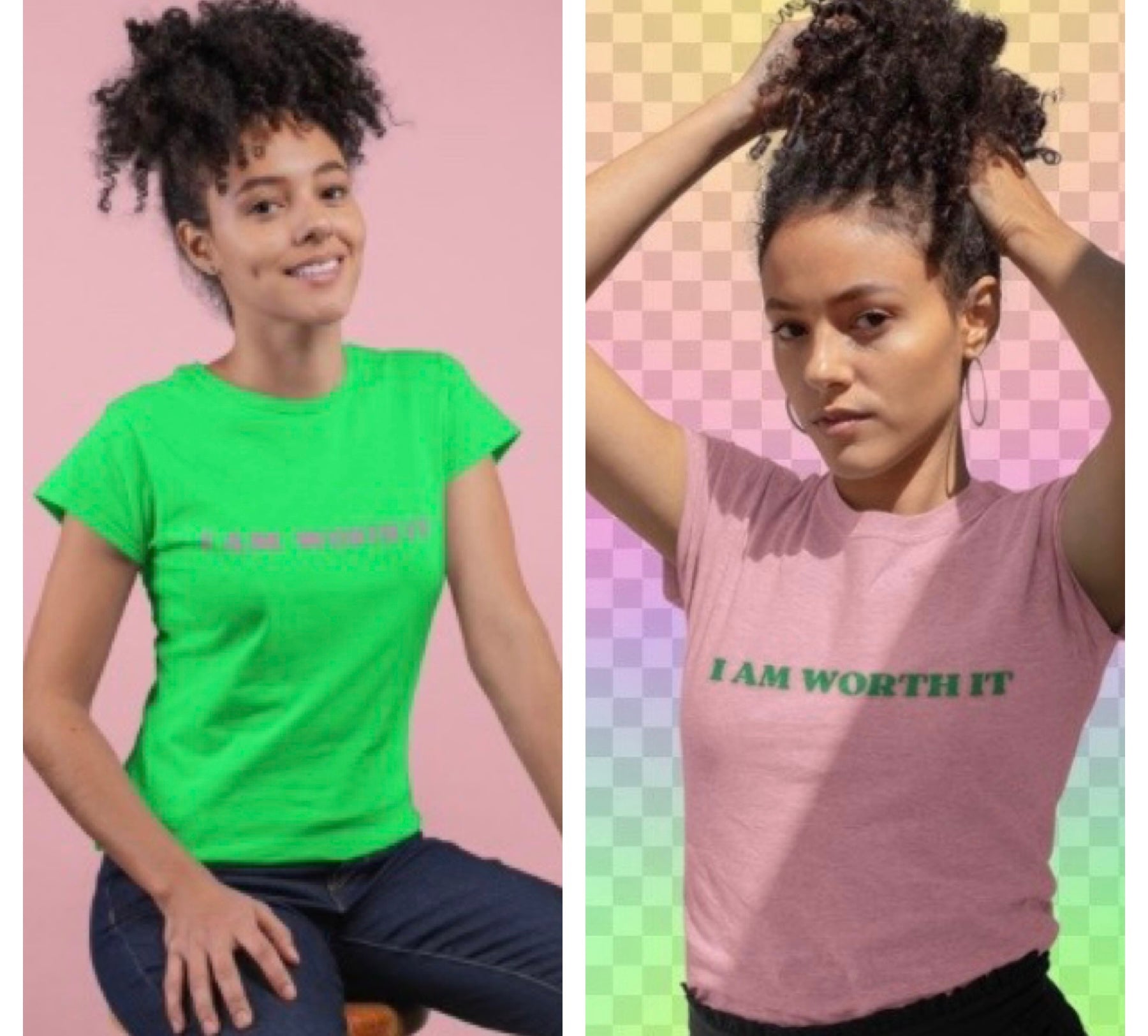 Pink & Green (Combo) I AM Worth It Shirts Pink & Green (Combo) I AM Worth It Shirts