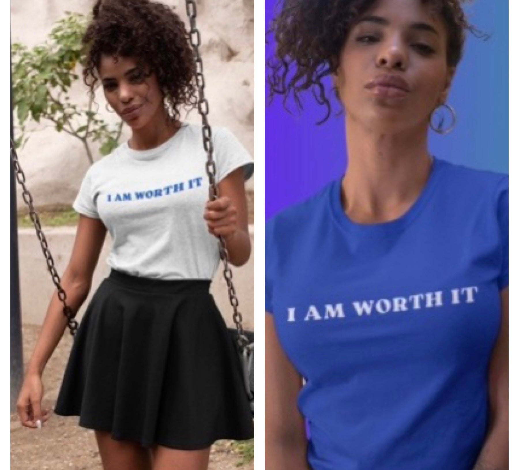 Blue & White (Combo) I AM Worth It Shirts Blue & White (Combo) I AM Worth It Shirts