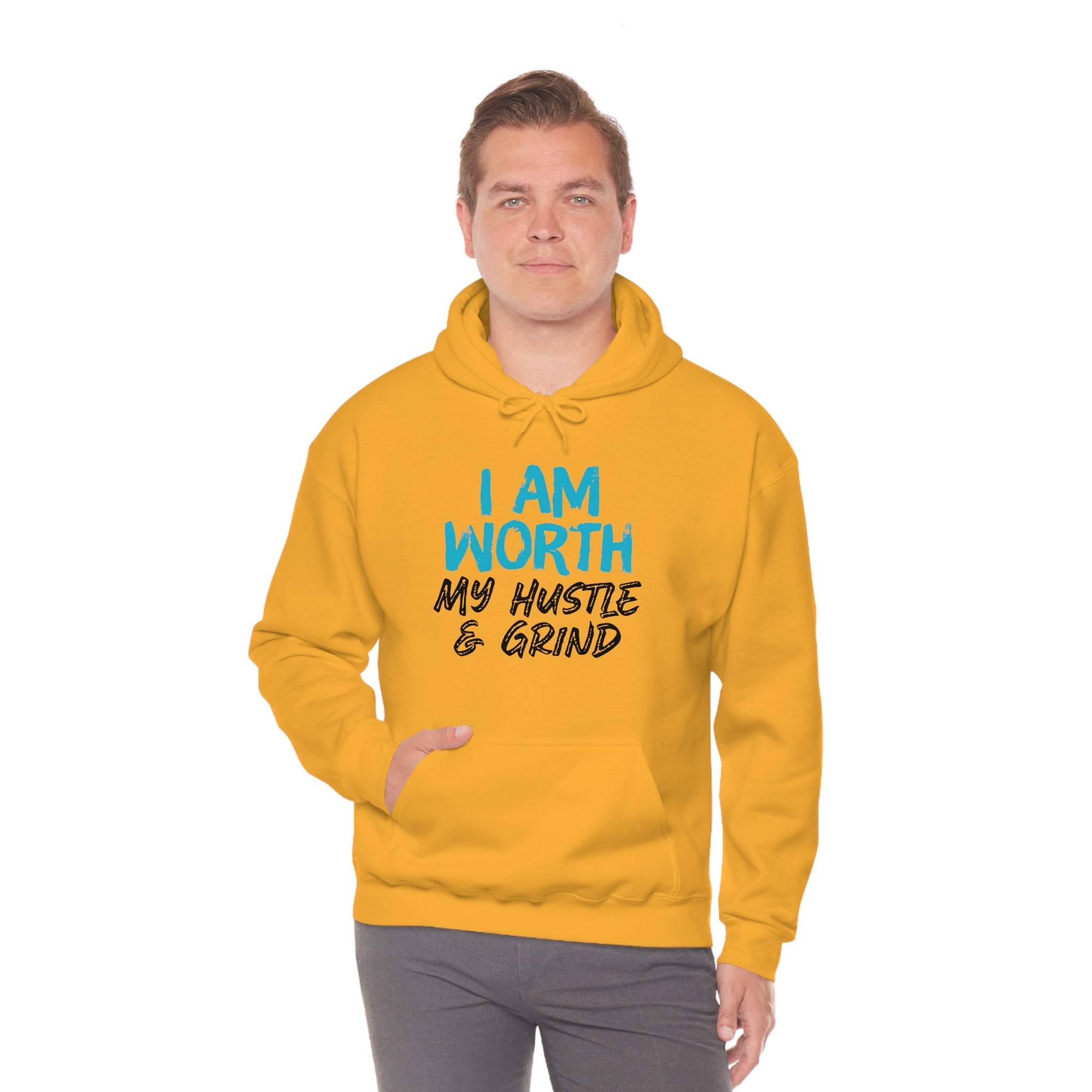 I Am Worth My Hustle & Grind - Unisex Hooded Sweatshirt (White) I Am Worth My Hustle & Grind - Unisex Hooded Sweatshirt (White)