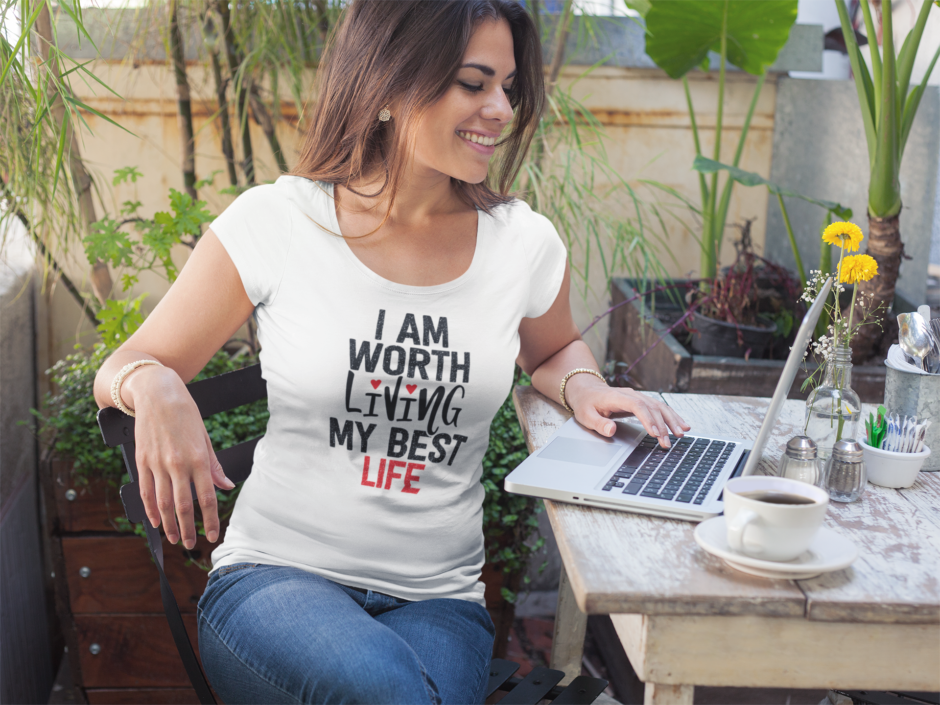 I AM Worth Living My Best Life T-Shirt (White) I AM Worth Living My Best Life T-Shirt (White)
